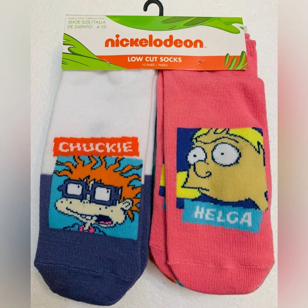Nickelodeon Women's Low-Cut Socks, 10-Pack, Shoe Size 4-10 Rugrats, CatDog etc